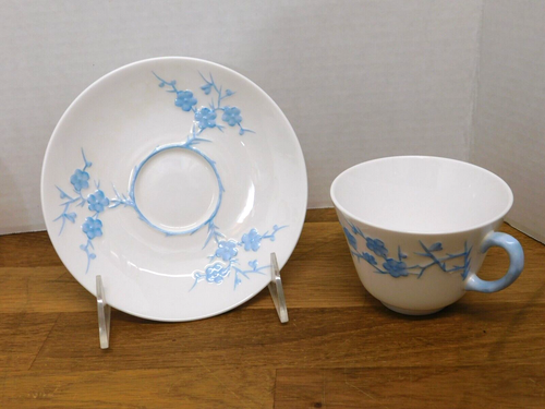 Spode Blanche de Chine One 5-teilig Platzeinstellung Geisha blau geprägt England Vintage - Bild 6 von 8