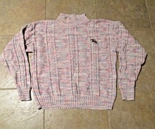 Vtg Women's GIVENCHY SPORT 100 Cotton Sz SMALL Cable Knit Sweater Multicolor