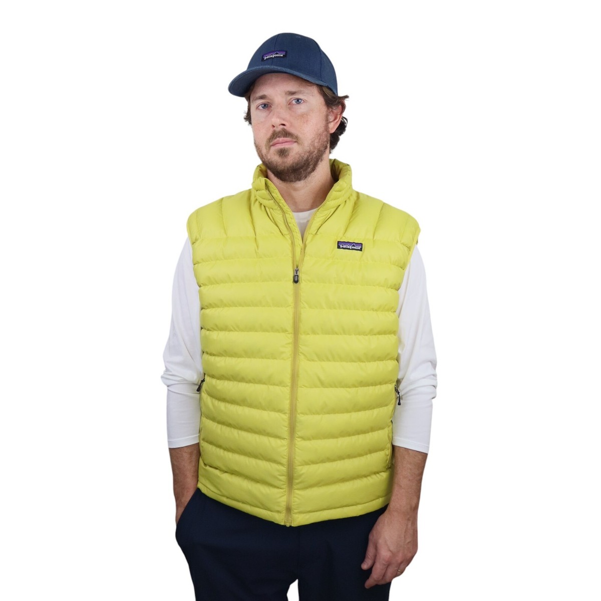 Patagonia Down Sweater Puffer Quilted Insulated Full Zip Vest Mens Large  Yellow