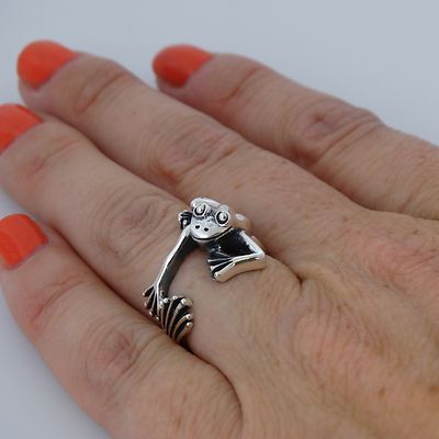Frosch Ring - 925 Sterling Silber - Froschkönig bezaubernd Prinzessin Kuss Fingerwickel