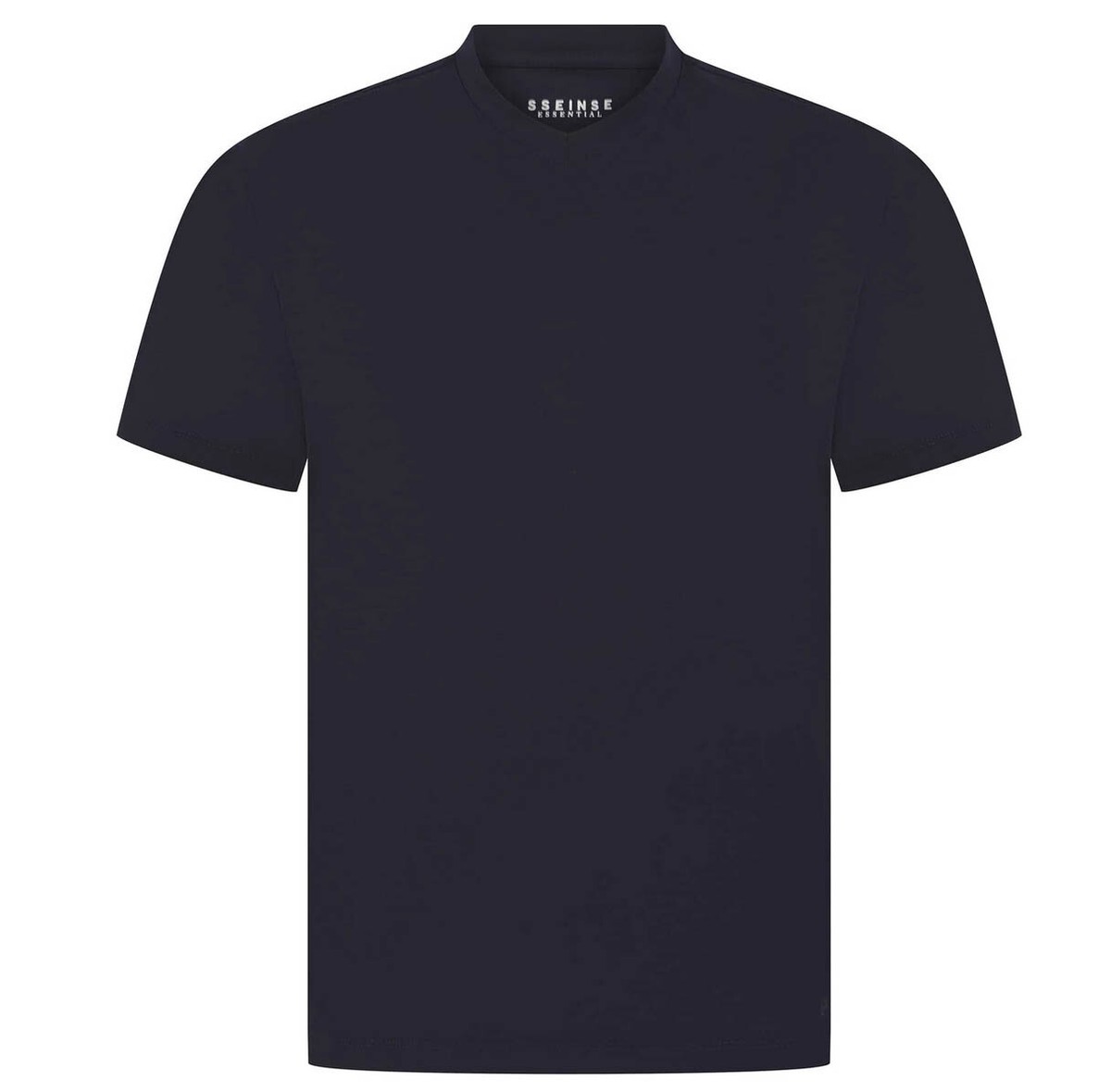 Sseinse Mens T-Shirt Essential Fitted V Neck Jersey Cotton Tee in Navy Blue