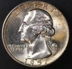 1957 WASHINGTON QUARTER / FRESH FROM AN ORIGINAL COLLECTION-LOT-AA 7974 Toned