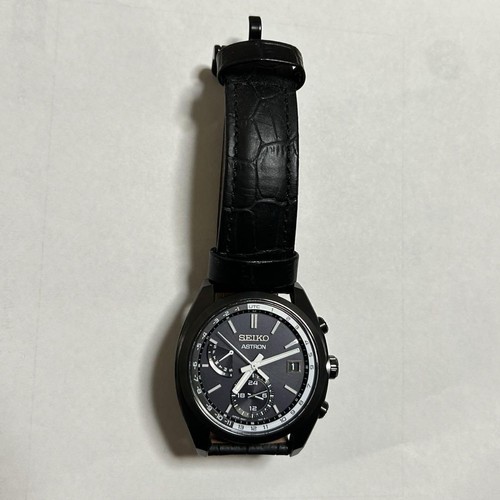 SEIKO ASTRON 8B63-0BA0 Solar nero titanio uomo analogico pelle usato JP