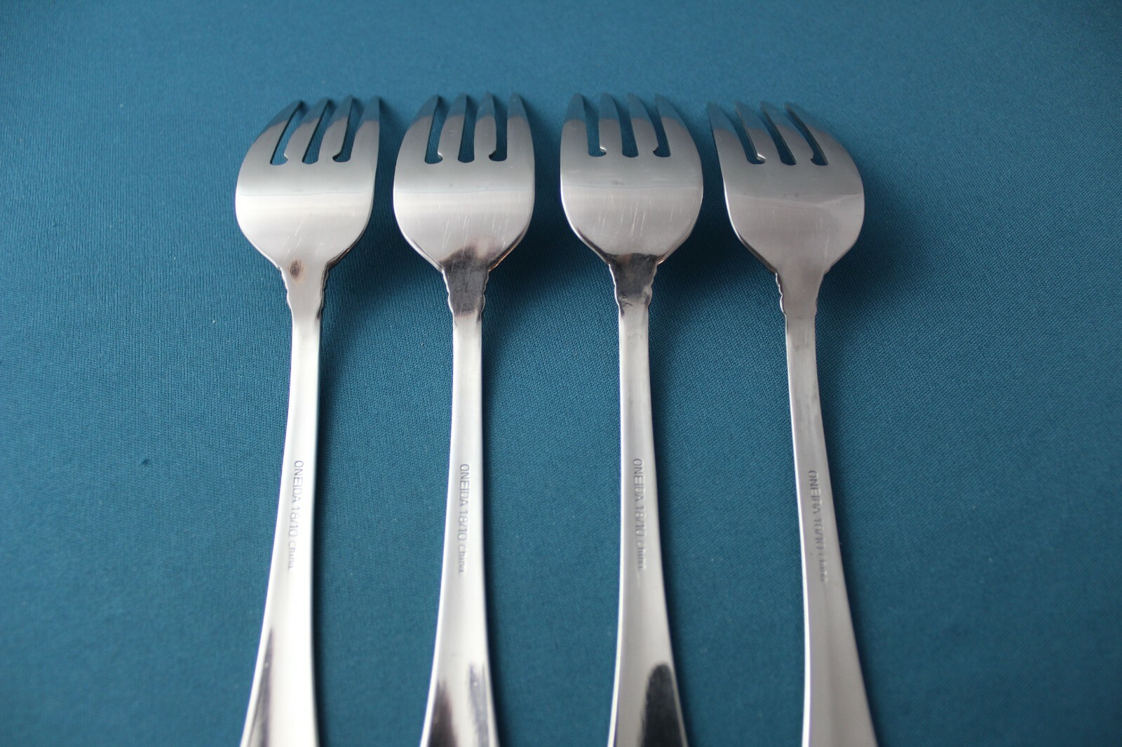 4 Salad Forks Oneida PRINCETON 18/10 Stainless China 7"