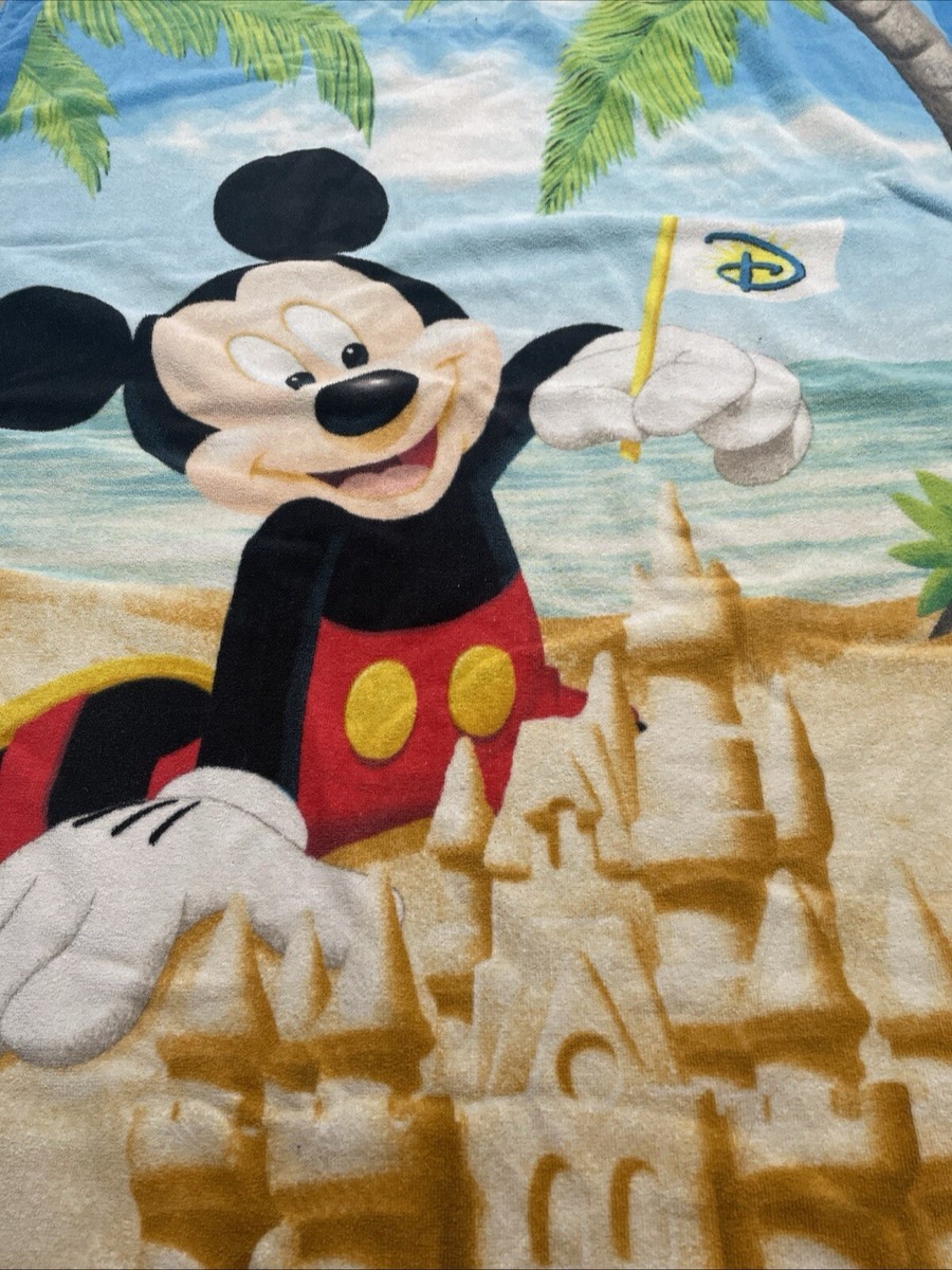Vintage Walt Disney World Beach Towel Mickey Mouse Sand Castle