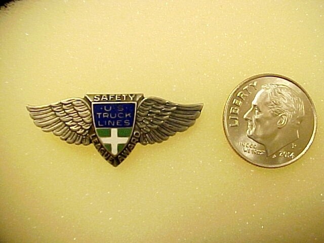U S TRUCK LINES - Safety League Award - LAPEL PIN - Sterling Silver - Wings