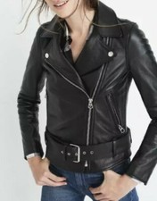 Madewell Ultimate Leather Motorcycle Jacket Black Womens Sz Xxs