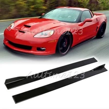 For Corvette C6 Z06 2005-2013 Glossy Side Skirt Splitter Extension Lip Rocker