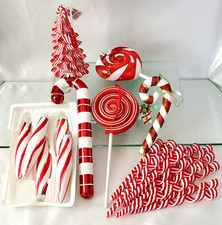 FAUX PEPPERMINT CANDIES - PLASTIC, RESIN  GLASS CHRISTMAS ORNAMENTS - LOT OF 25
