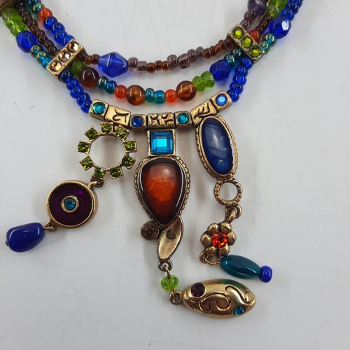 Necklace Chico's Vintage Gold Tone Metal Multi-Color Stones 16 Inch Boho EUC - Picture 2 of 11