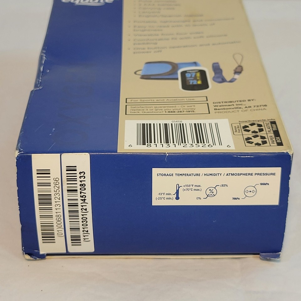 Equate Fingertip Oxygen Level Pulse Rate Oximeter + Carrying Case