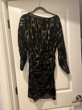 ZARA Long Sleeve Mini Dress In Black/metallic - Size S