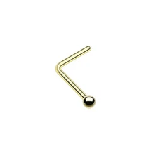 14 Karat Gold Nose Ring 20g L Shaped with 1.5mm ball