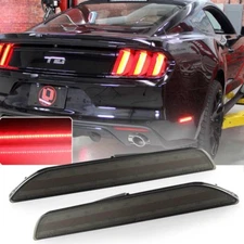 1Set Smoked Lens Rear Side Marker Lamps w/Red LED Lights For 2015+ Ford Mustang