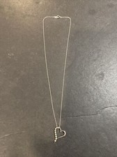 10K White Gold Diamonds Heart Pendant Necklace