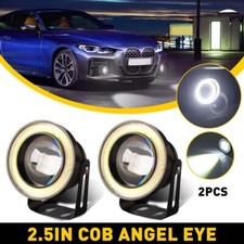 Universal 2x 2.5 Round Projector Led Drl Halo Angel Eyes Fog Lights Lamp White
