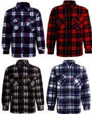 Herren Wattierte Arbeitshemden Gesteppt Dick Fleece Holzfäller Fell Karo Hemd Top