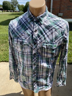 Men's Lifted Research Group  Iron Rails  Flannel Button-Up Shirt Size: Small