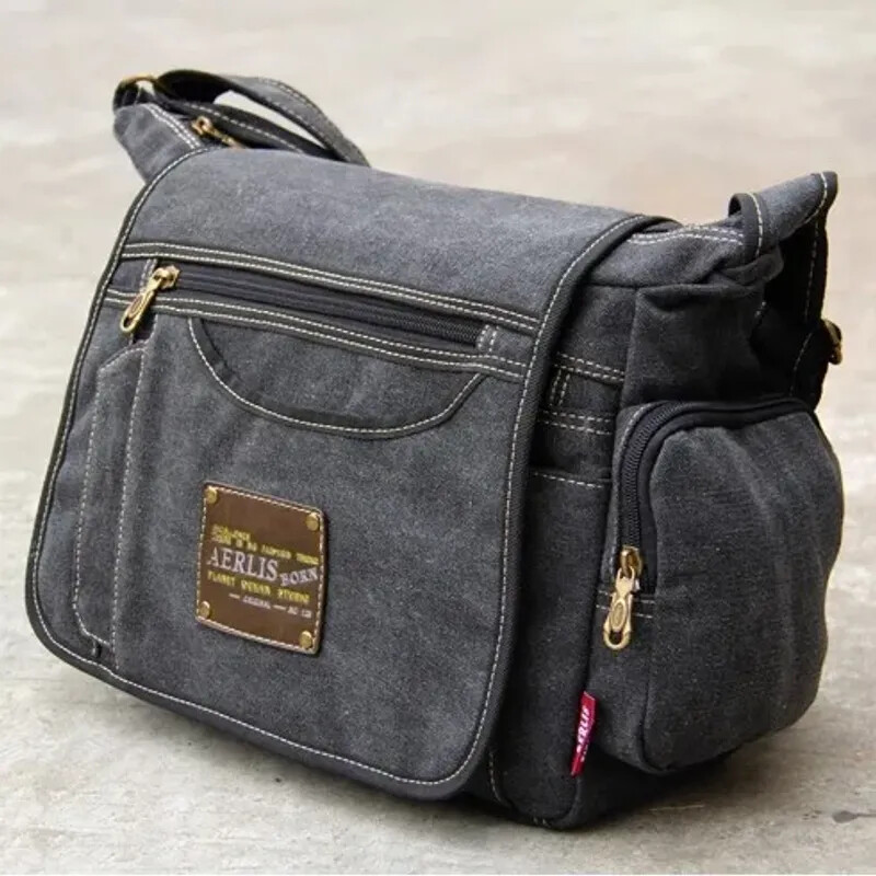 Men's Canvas Cross Body Bag Messenger Shoulder Book Bags School Satchel