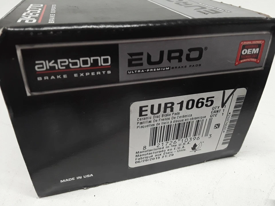 Juego de pastillas de freno de disco base delantera Akebono EUR1065 para Jaguar tipo S, Vanden Plas Foto 3 de 3