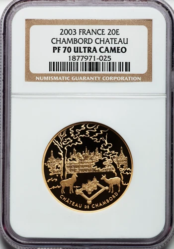 2003 GOLD FRANCE MONUMENTS 20 EURO CHAMBORD CHATEAU NGC PF70 PR70 Mintage: 1000