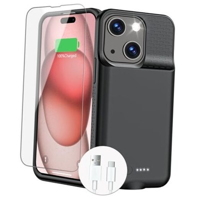 15W Fast Charging Battery Case for iPhone 15/15 Pro, Ultra-Slim Black
