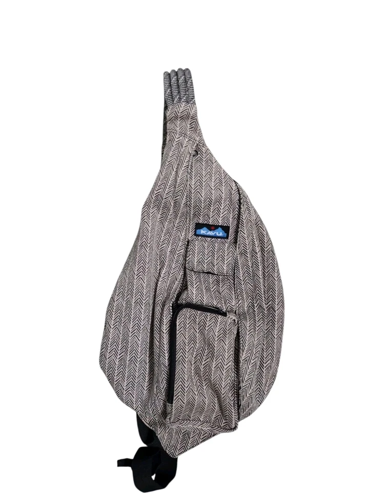 Bolso Bandolera KAVU Cuerda Bolsillos para el Hombro Lona Tostado/Blanco Estampado Palmetto