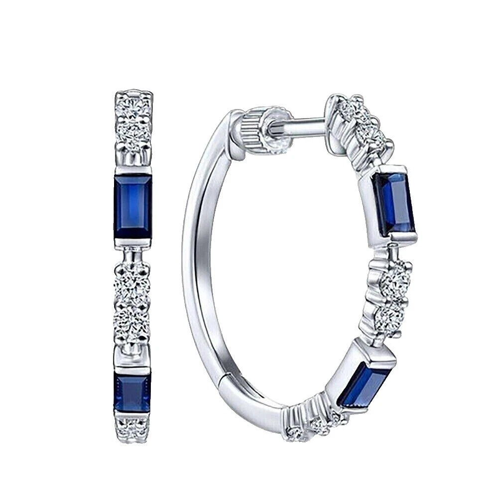 Hoop Sapphire White Fashion Earrings
