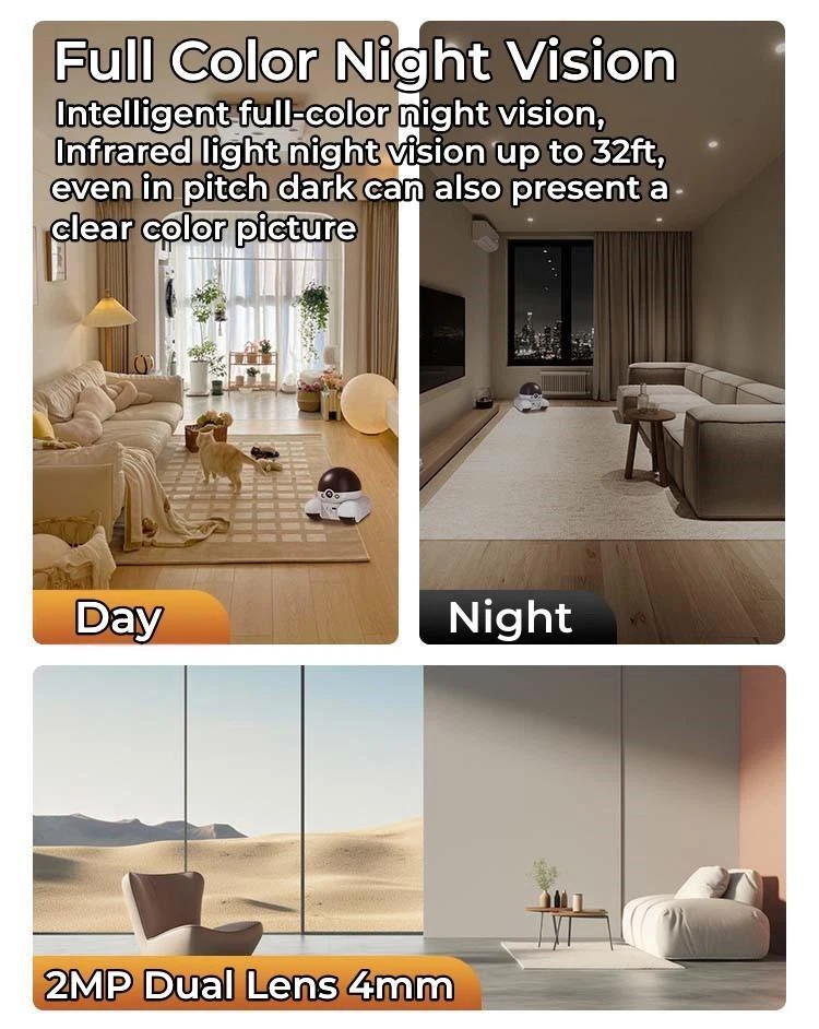 Smart Wifi APP Movable Pet Cat 2MP Dual Lens Dual Screen Action Robot Camera  - Image 3 of 4