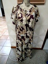 CHAPS -PURPLE/MULTI-FLORAL-SMOCKED TIE NECK-PEASANT MAXI DRESS-SIZE-2X-NWT-$86