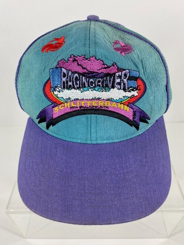 VTG Raging River Schlitterbahn Embroidered Hook & Loop Dad Hat Teal/Purple F214