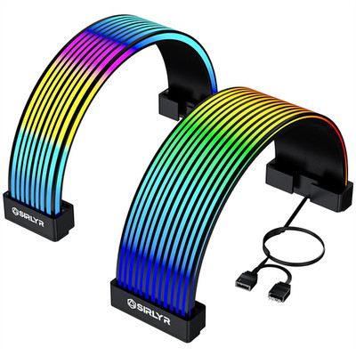 Black RGB LED Cable Sleeves for 8 Pin PCIE and 24 Pin ATX Power Supply