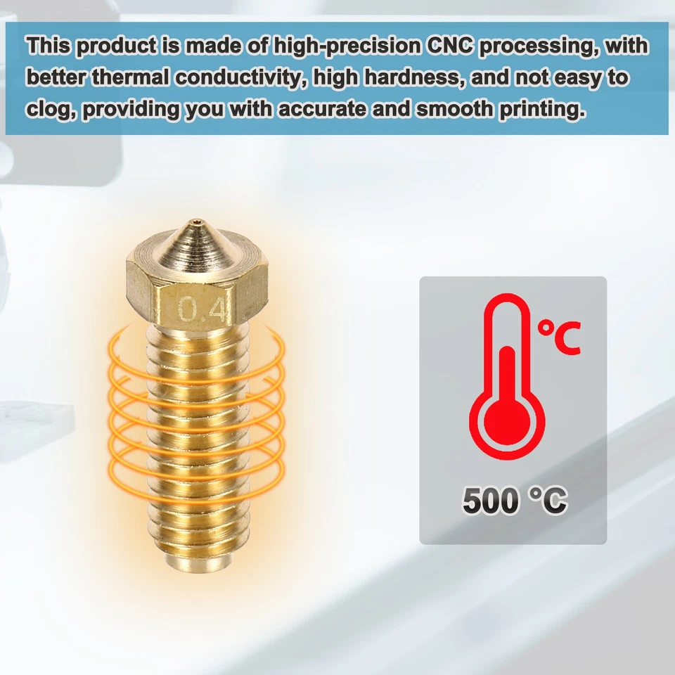 1 juego de boquillas extrusoras de impresora 3D de 0,4/0,6/0,8/1,0 mm (21x7 mm) Foto 4 de 4