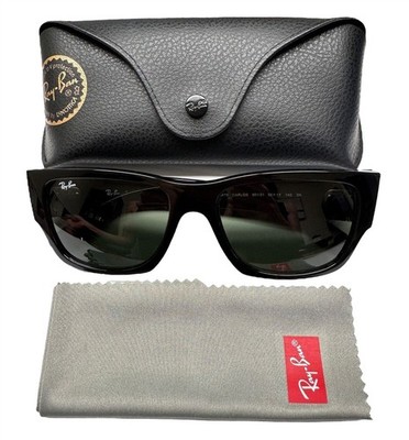 Ray-Ban Carlos Sunglasses RB0947S 901/31 Black Square Frames Green Lens w/case