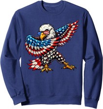 American Flag Bald Eagle Patriotic Eagle 4th of July Unisex Crewneck Sweatshirt