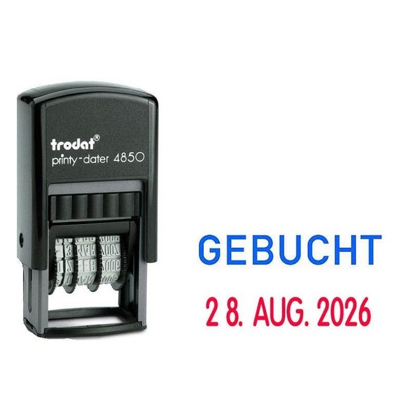 "Trodat Datumstempel Text \"Gebucht\" Printy-Dater 4850/L SelbstfäRbend Blau Rot"-image