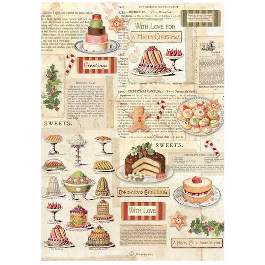 Stamperia A4 Rice Paper - Classic Christmas Sweets DFSA41129