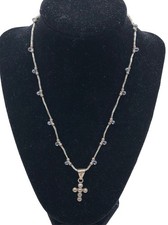 STERLING SILVER CROSS PENDANT NECKLACE~SIGNED...