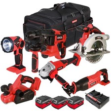 Excel 18V Cordless 6 Piece Power Tool Kit 3 x 4.0Ah Battery Charger Bag EXL10206