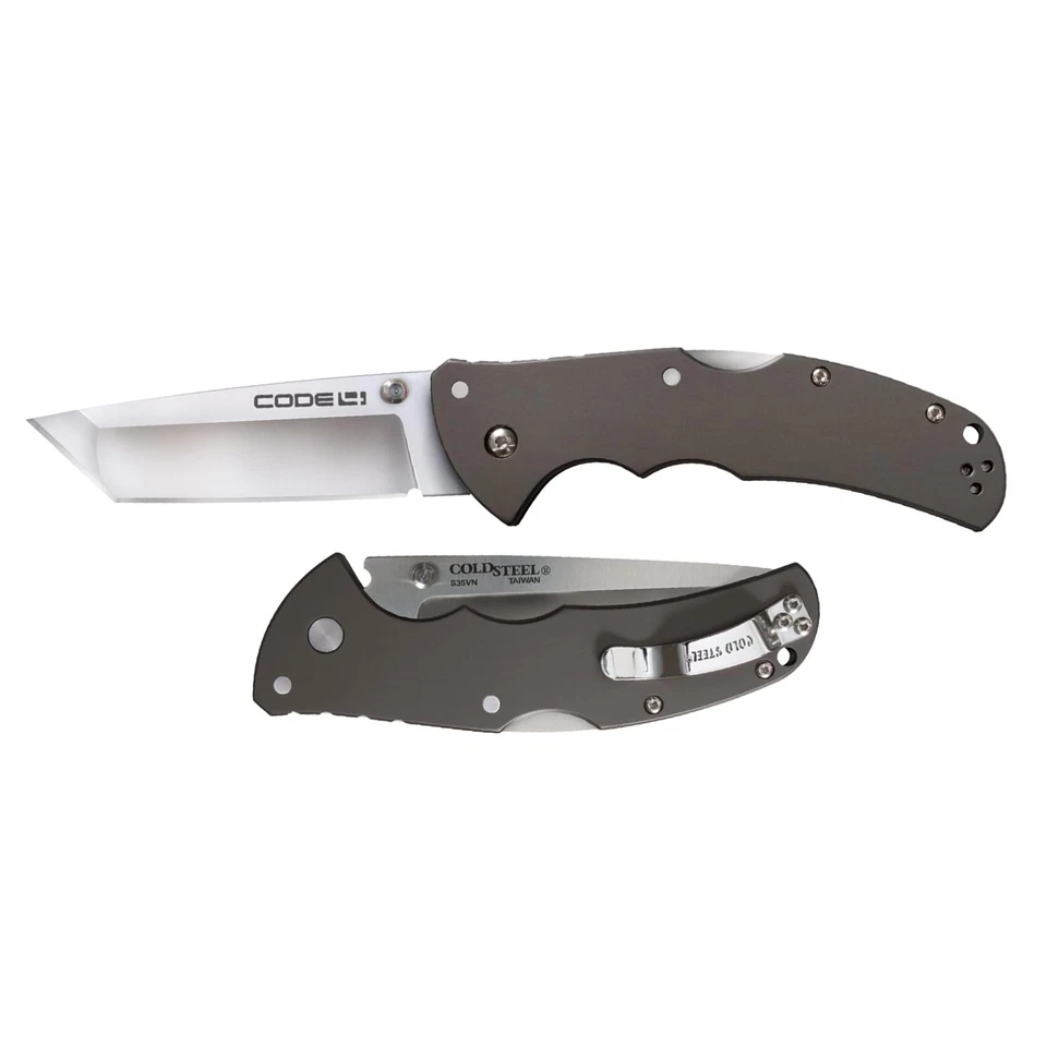 Cuchillo Plegable Cold Steel Code 4 S35VN Acero Hoja 3.5 Pulgadas Gris Mango Aluminio Foto 2 de 4
