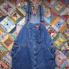 Dickies Overalls Mens 40x30 Denim Blue Jeans Bib Dungarees Carpenter Workwear