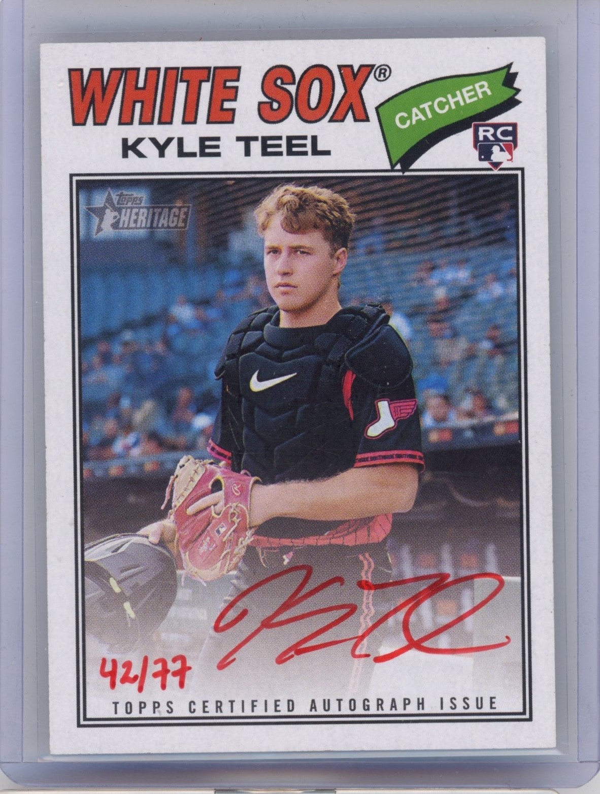 2026 Topps Heritage Kyle Teel Real One Auto Special Edition Red Ink #42/77 RC SP