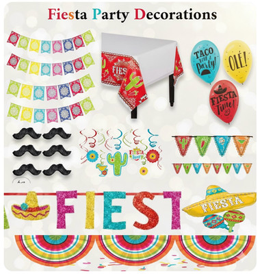Spanish Fiesta Party decorations & favors Mexican Papel Picado Del Sol, Sombrero