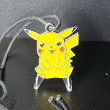 Pikachu Enamel Necklace w/ Black Cord Pokemon Anime Jewelry
