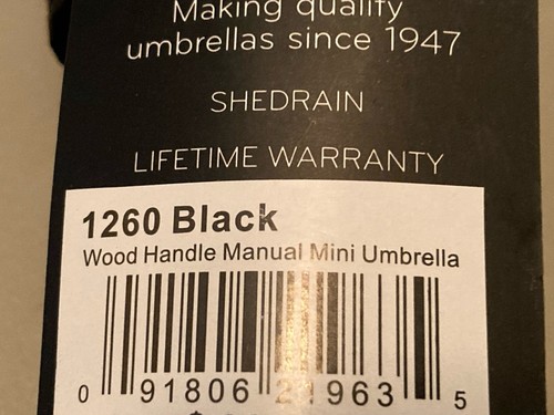 Rain Essentials by ShedRain Manual Open Umbrella Compact Black w/wood handle NWT - Picture 3 of 3