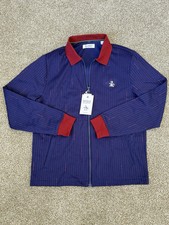 Original Penguin Premium Double Knit Striped Jacket Rhodonite Size-L NWT$135