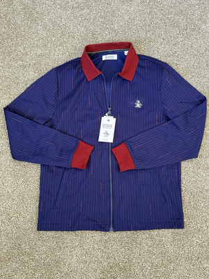 Original Penguin Premium Double Knit Striped Jacket Rhodonite Size-L NWT$135