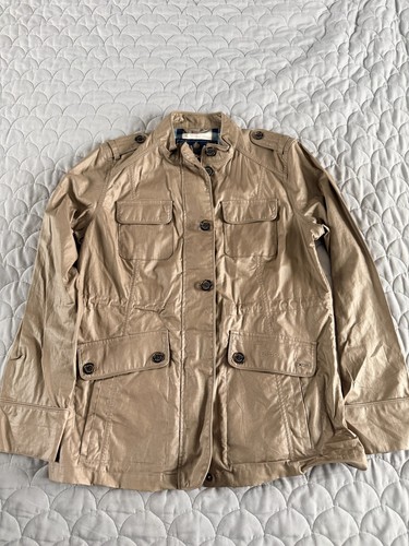 Barbour Summer Tartan Women's Military Utility Lightweight Jacket Beige UK 14