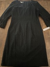 Pendelton Dress Size 12 Black Lace Eyelet Bell Sleeves Office Party Classic