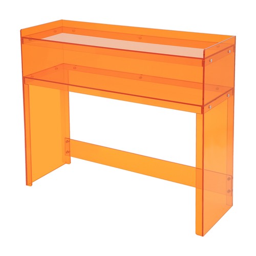 2-stufiger orangefarbener Acryl Schreibtisch - stilvoller Eingangstisch für Zuhause & Büro - Bild 11 von 14